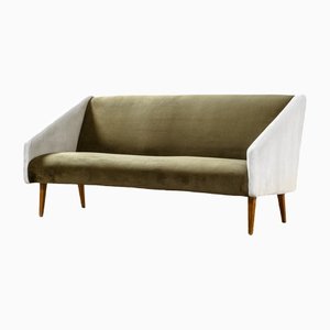 Italian Sofa with Wooden Frame and Fabric Covering in the Style of Gio Bridi, 1950s