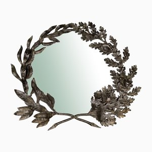 Antique Victorian Mirror in Bronze with Floral Decoration, 1860