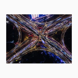 Aerialperspective Images, Top View of Overpass and Road Intersection at Rush Hour, Photograph