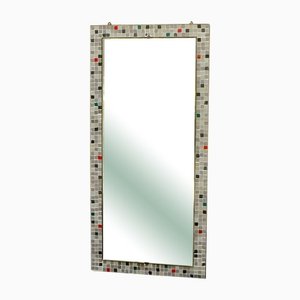 Large Mid-Century Modern Mosaic Wall Mirror with Brass Frame, 1950s