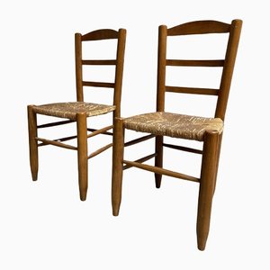 Mountain Chalet Chairs in Straw, France, 1960s, Set of 2