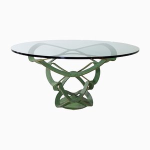 Italian Green Dining Table by Maurice Barilone, 1980s