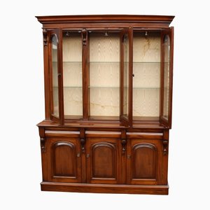 Large Three Door Bookcase in Mahogany with Glazed Top, 1960s