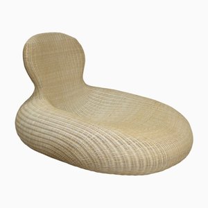 Large Lounge Chair or Chaise Longue in Rattan