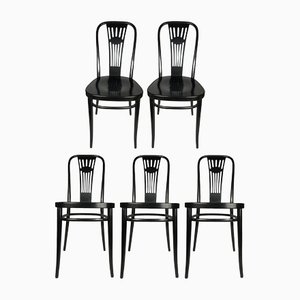 Black Side Chairs by Michael Thonet for Gebrüder Thonet Vienna GMBH, 1920s, Set of 5