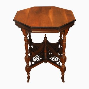 19th Century Arts and Crafts Octagonal Accent Table on Turned Legs