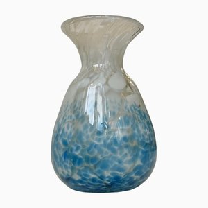 Bohemian Art Deco Blue Spatter Glass Vase Ffom Antonin Rükl & Sons, 1930s