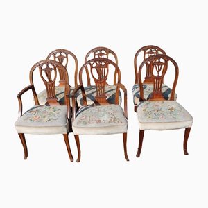 Chairs in Walnut with Tapestry Seats, 1900s, Set of 6