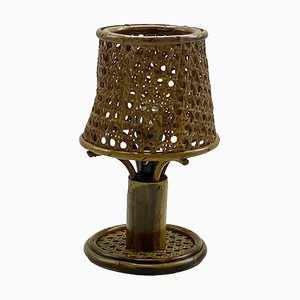 Italian Bamboo and Rattan Table Lamp in the Style of Louis Sognot, 1960s