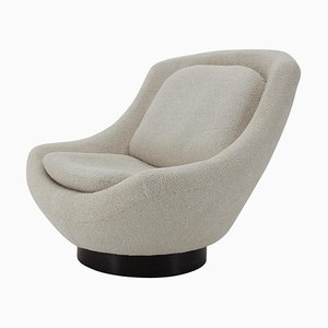 Shell Lounge Chair in Bouclé Upholstery, 1970s