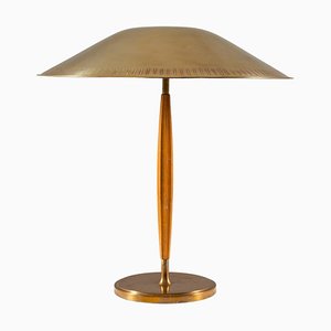 Mid-Century Swedish Table Lamp in Teak and Brass from Böhlmarks