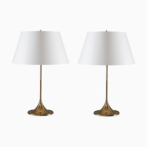Mid-Century Table Lamps in Brass by A. Svensson and Y. Sandström for Bergboms, Set of 2