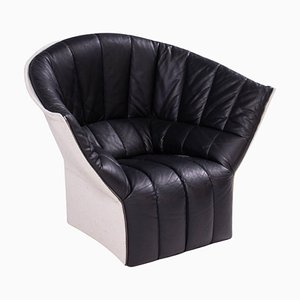 Black Leather Quilted High Back Moel Armchair by Inga Sempé for Ligne Roset
