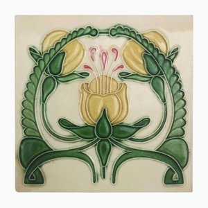 Glazed Art Nouveau Relief Helman House Tile