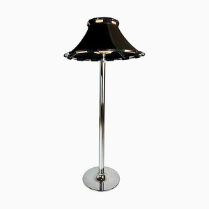 Lámpara de pie de cromo y tela negra de Anna Ehrner para Ateljé Lyktan