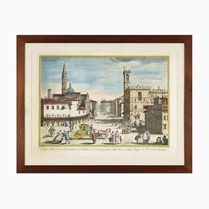 Giuseppe Zocchi, 1754, Watercolor Etching, Framed