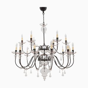 Large Brutalist Classic Wrought Iron Chandelier by Günther Lambert