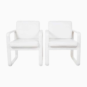White Leather Chairs by Burkhard Vogtherr for Rosenthal, Set of 2