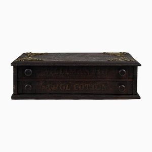 Wooden Sewing Box with Brass Decorations, 1900s