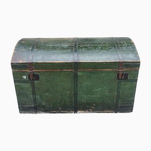 Travel Trunk in Green Varnished Wood, 1900s