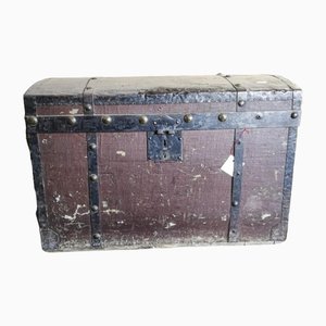 Travel Trunk in Wood and Metal, Italy, 1900s