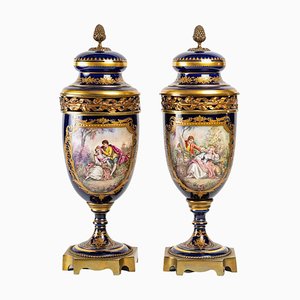 Vases Couverts en Porcelaine de Sèvres, Set de 2