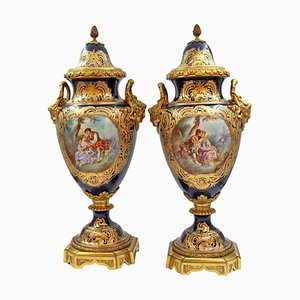 Jarrones grandes de porcelana y bronce de Sèvres