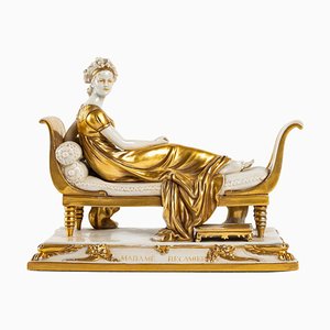 Madame Récamier . in porcellana bianca e oro