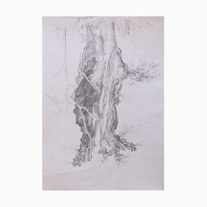 André Roland Brudieux, árbol, dibujo a lápiz original, años 70