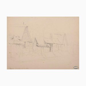 Ernest Hébert, House in Picardie, Original Pencil, 1856