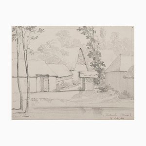 Ernest Hébert, La Maison en Picardie, Crayon Original, 1856