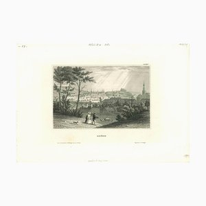 Vue Antique de Brünn, Lithographie Originale sur Papier, Milieu du 19ème Siècle