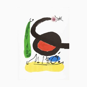 Póster litográfico vintage sin título de Joan Mirò, años 80