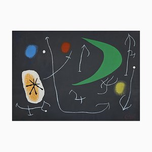 Litografia originale di Joan Miró, Le Lèzard Aux Plumes Dor, 1971