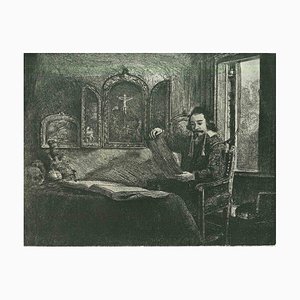 Aguafuerte después de Rembrandt, el farmacéutico Abraham Francen, siglo XIX
