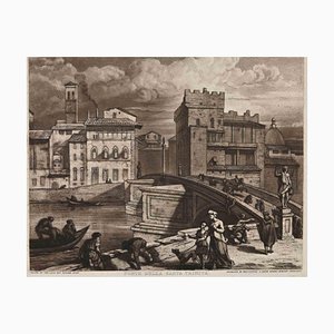 Thomas Lupton, Vista del Ponte Della Santa Trinità, Grabado original, 1833