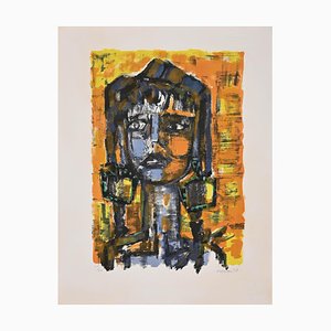 Herve Morvan, Portrait of Young Girl, Original Lithographie, 1957