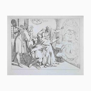 Josef Ritter Von Führich, Escena de la vida y la muerte de Santa Genoveva, Grabado original, década de 1830