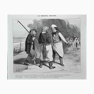 Honoré Daumier, The Parisian Canoeys, Litografía original, 1843