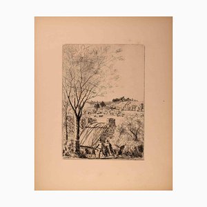 Jean Frélaut, Countryside, Original Etching, 19th-Century