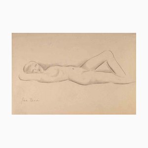 Jean Pavié, desnudo de mujer, dibujo original, siglo XX