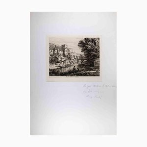 Eugene Blery, View of Castle of Nemours, Original Etching, Mid 19th-Century