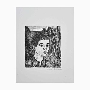 Andre Minaux, Portrait, Original Lithographie, Mitte des 20. Jh