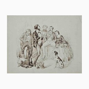 Alfred Grevin, Gathering, Disegno originale, fine XIX secolo