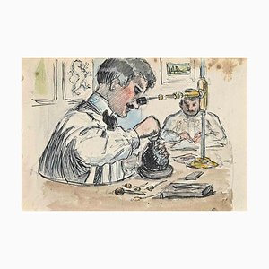 Bernard Bécan, Laboratory, Original Drawing, Mid-20th-Century