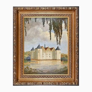 Château de Glücksburg Près de Flensburg, Peinture à l'Huile Originale, Début du 20ème Siècle