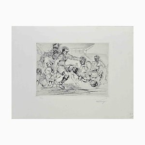 Louis Marcel Myr, The Football Match, Original Etching, 1925