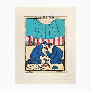 Grabado en madera de Pierre Abadie-Landel, The Joys of the Hairy, 1917