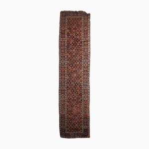 Floral Malayer Runner Rug in Dark Brown with Border