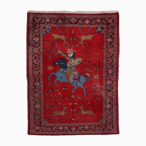 Floral Lilian Rug in Dark Red with Border and Motif